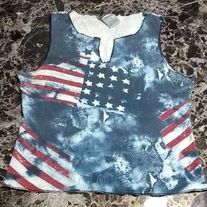 Patriotic Sleeveless Top with American Flag Design